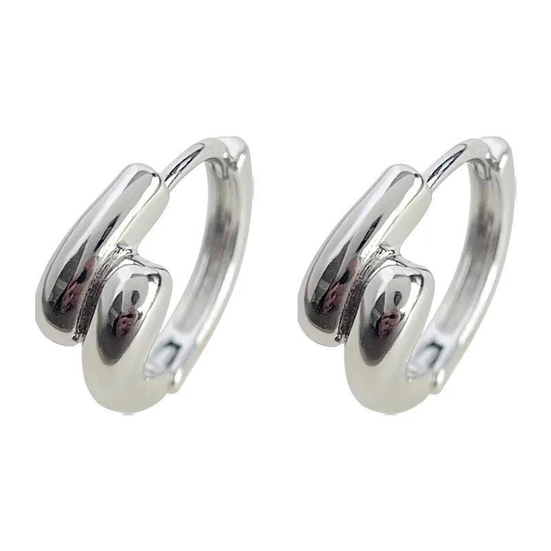 Silver Plated Copper Geometric Round Stud Earrings Minimalist Sweet Cool Daily Jewelry