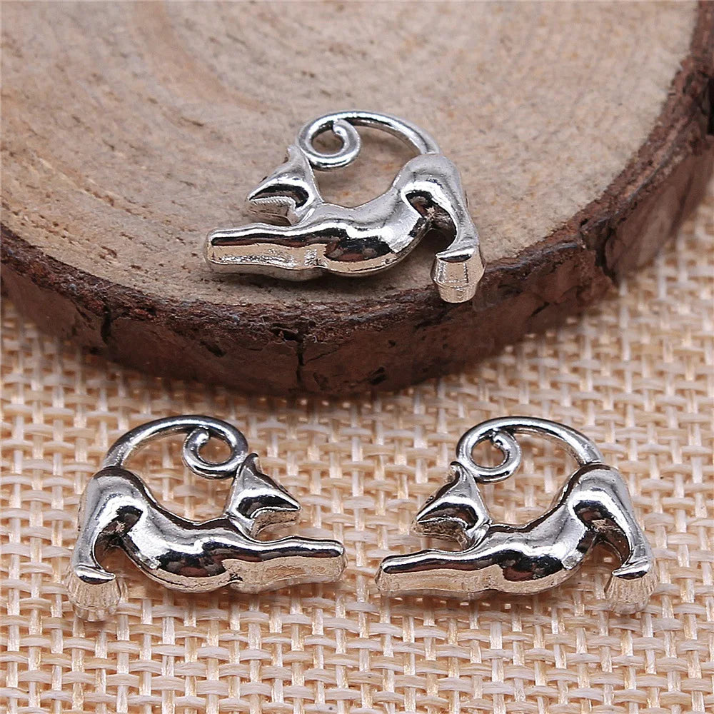 17x13mm 2.2g Multicolor Zinc Alloy Cat Charm Pendant for DIY Necklace Bracelet Jewelry Making