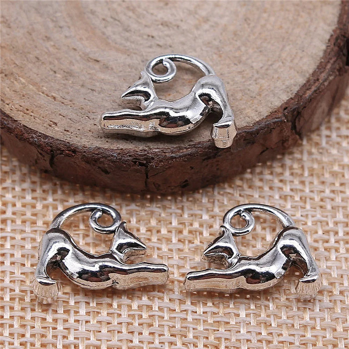 17x13mm 2.2g Multicolor Zinc Alloy Cat Charm Pendant for DIY Necklace Bracelet Jewelry Making
