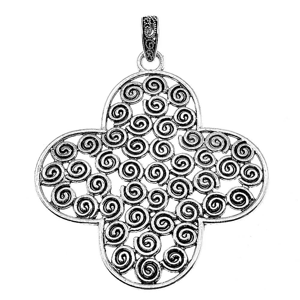 85x68mm 18.3g Antique Silver Zinc Alloy Spiral Flower Charm Pendant for DIY Necklace Jewelry Making