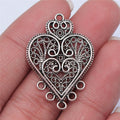 35x25mm 2.6g Antique Silver Zinc Alloy Openwork Teardrop Connector Charms for DIY Earrings