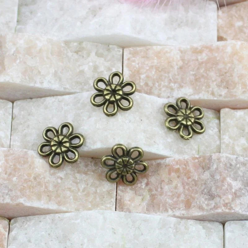 11MM Antique Silver Zinc Alloy Flower Hollow Double Sided Charm Pendant for DIY Necklace Bracelet Jewelry Making