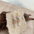 Handmade Natural Stone Drop Earrings With Strawberry Quartz Amethyst Irregular Geometric Pastoral Style