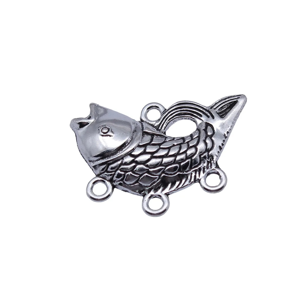 29x21mm 2.3g Antique Silver Zinc Alloy Koi Fish Connector Charm for DIY Earring Jewelry Making