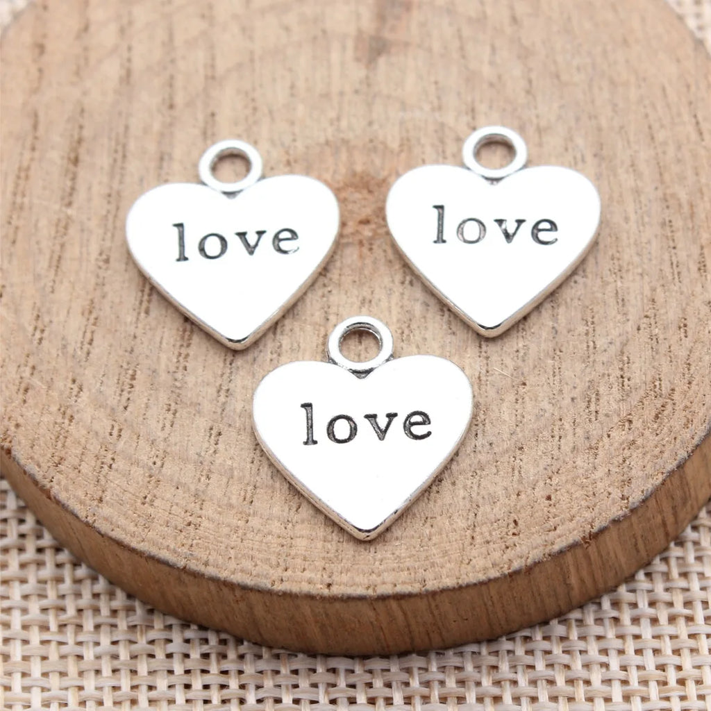 19x16mm 1.9g Multicolor Zinc Alloy Double Sided LOVE Heart Charm Pendant for DIY Jewelry Making