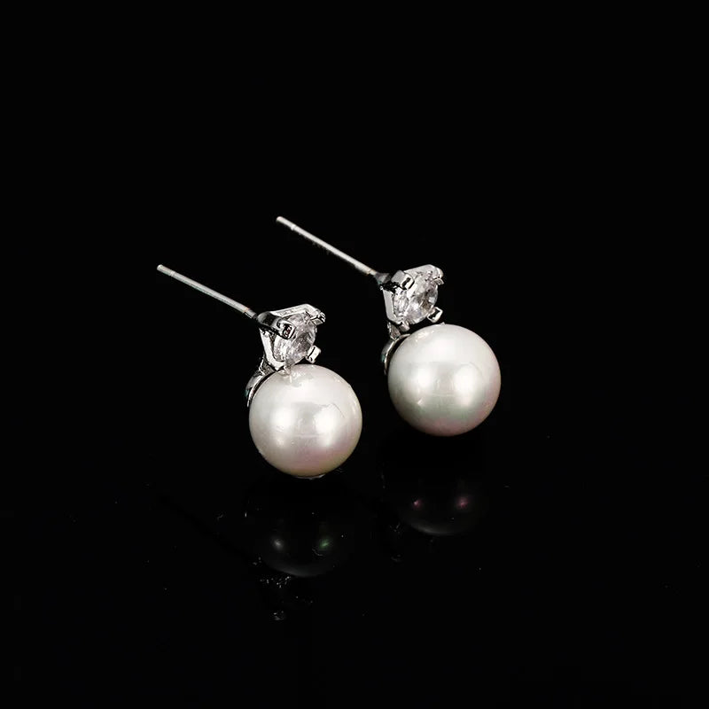 Elegant Alloy Spiral Shell Swirl Pearl Zircon Stud & Clip On No Piercing Ear Cuff Earrings