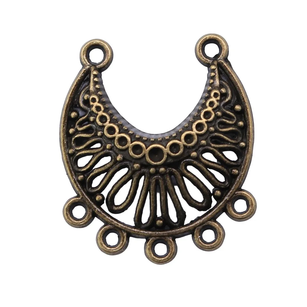 31x26mm 2.8g Multicolor Zinc Alloy Half Moon Earring Connector Charms for DIY Earrings Jewelry Making