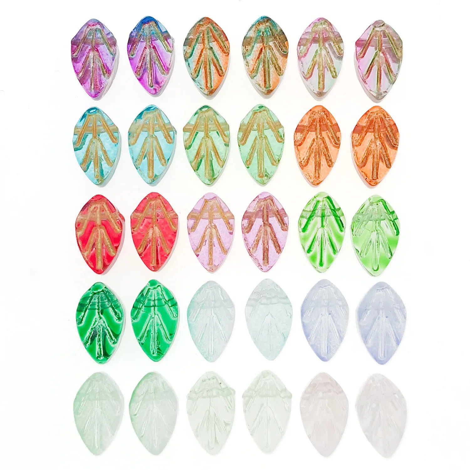 Czech Glass Gold Painted Leaf Spacer Beads for Bracelet and Necklace Jewelry Making