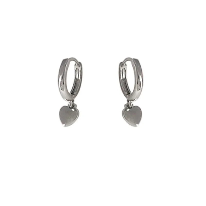 2025 New Minimalist Silver Plated Copper Heart Drop Earrings Mini Cute Jewelry