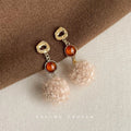 Original Design Maillard Color Geometric Round Copper Drop Earrings For Autumn Winter Fashion