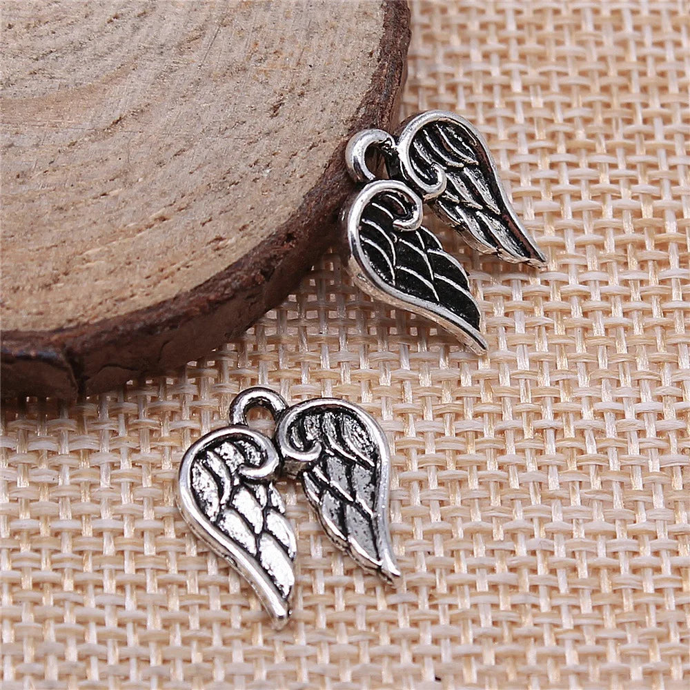 15x17mm 1.3g Zinc Alloy Wing Charm Pendants for DIY Bracelet Necklace Jewelry Making