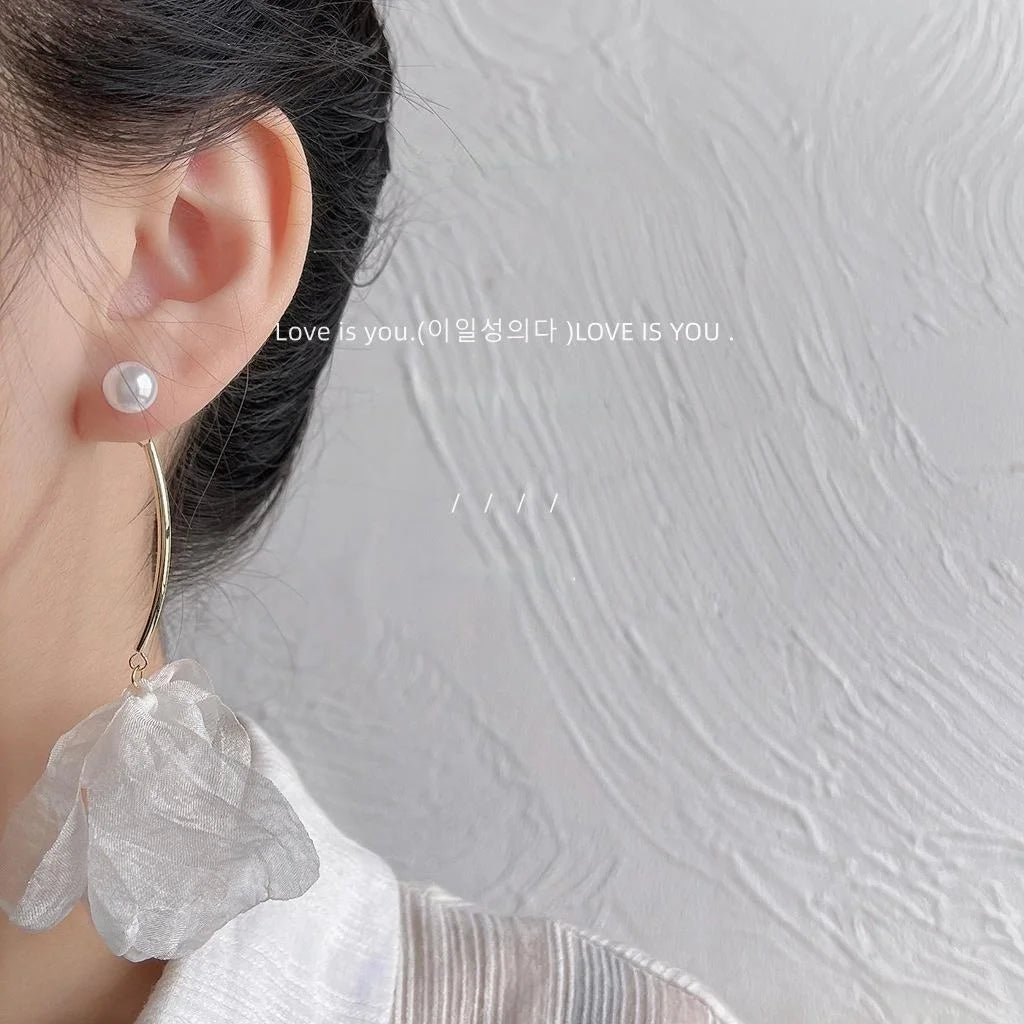 Forest Fairy Floral Lace Mesh Stud Earrings Silver Plated Pin Korean Handmade Summer Jewelry