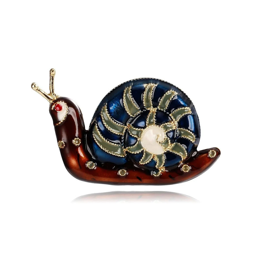 Luxury Enamel Snail Brooch With Gold Tone Alloy Shell, Elegant Animal Lapel Pin Suit Accessory Gift