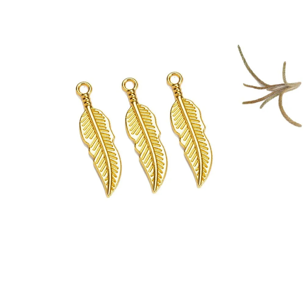 30x8MM Zinc Alloy Feather Charm Pendant Wing for DIY Necklace Bracelet Jewelry Making