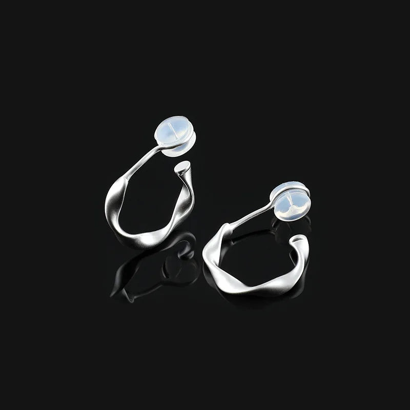 Elegant Gold Alloy Twisted Hoop Circle Stud & Clip On No Piercing Commuter Minimalist Earrings