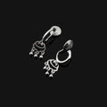 Vintage Silver Tone Alloy Peace Lock Spiral Hoop Tassel Elegant Stud & Clip On No Piercing Earrings