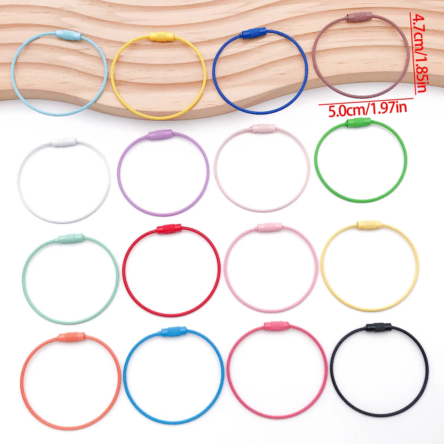 Zinc Alloy Color Enamel Screw Lock Wire Rope Key Ring Connector for DIY Bag Charm Keychain