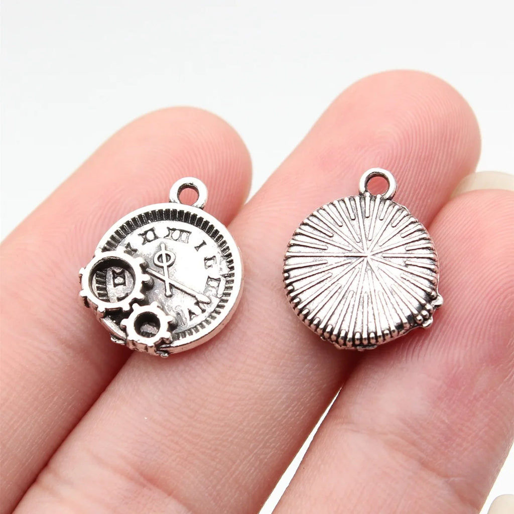 16x14mm 1.7g Multicolor Zinc Alloy Gear Clock Charm Pendant for DIY Steampunk Jewelry Making