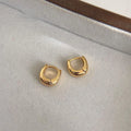 18K Gold Plated Copper Oval Geometric Stud Earrings French Light Luxury Thick Earcuff Style