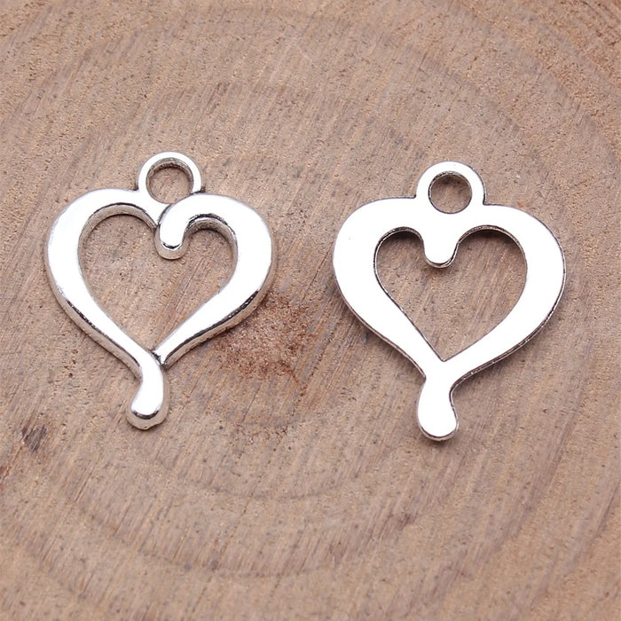 18x14mm 0.73g Multicolor Zinc Alloy Heart Charm Pendant for DIY Bracelet Necklace Making