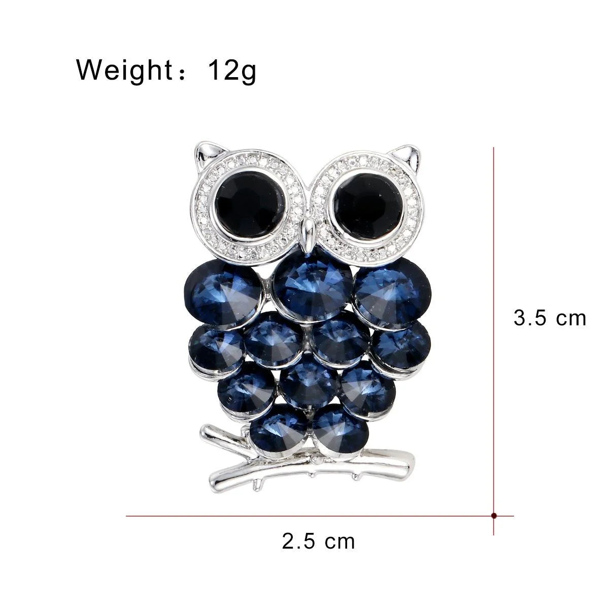 Cute Luxury Owl Rhinestone Brooch With Blue Crystal Body, Vintage Alloy Lapel Pin Suit Accessory Gift