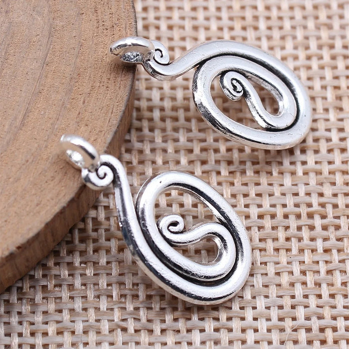12x25mm 1.3g Antique Silver Zinc Alloy Spiral Swirl Charm Pendant for DIY Necklace Jewelry Making
