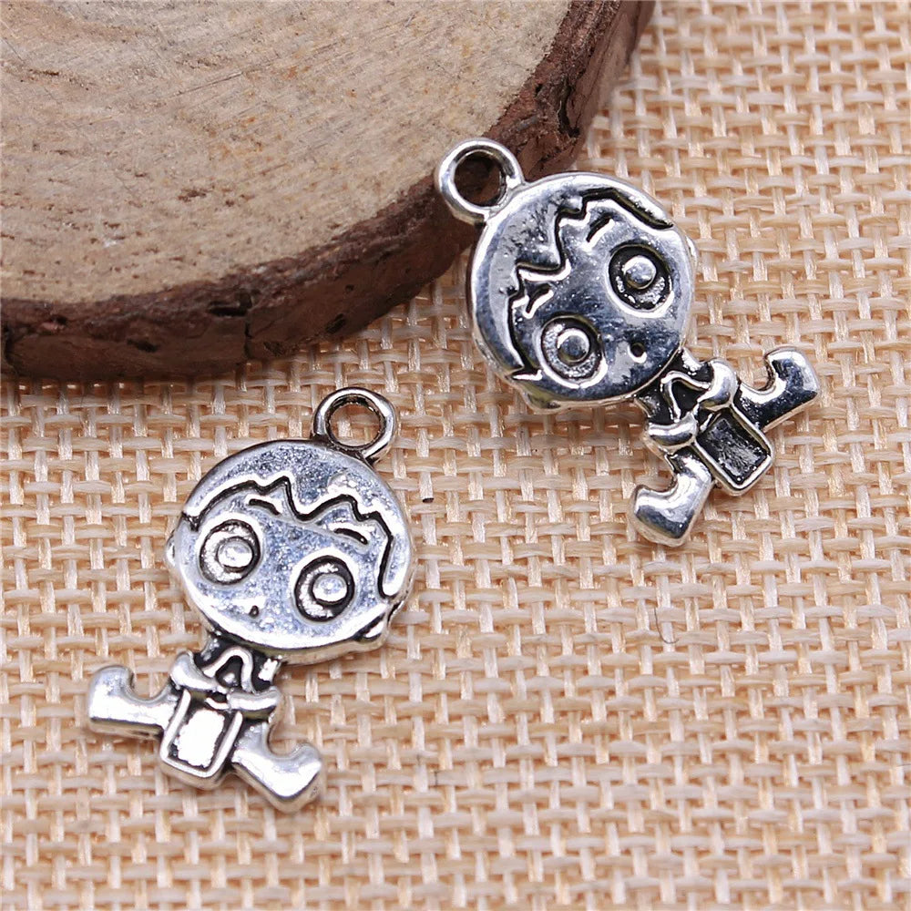 24x13mm 3.1g Antique Silver Zinc Alloy Baby Bottle Boy Double Sided Charm Pendant for DIY Baby Shower Jewelry Making