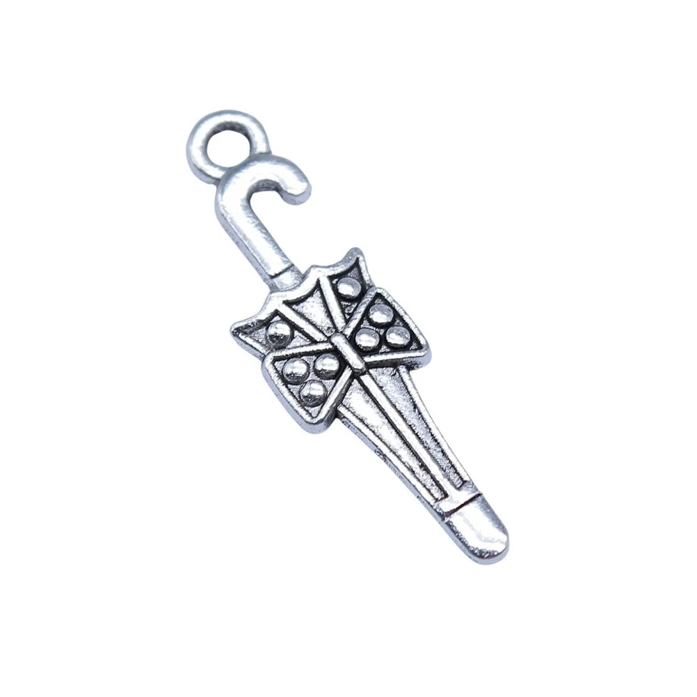 8x27mm 1g Antique Silver Tone Zinc Alloy Umbrella Charm Pendant for DIY Necklace Bracelet Jewelry
