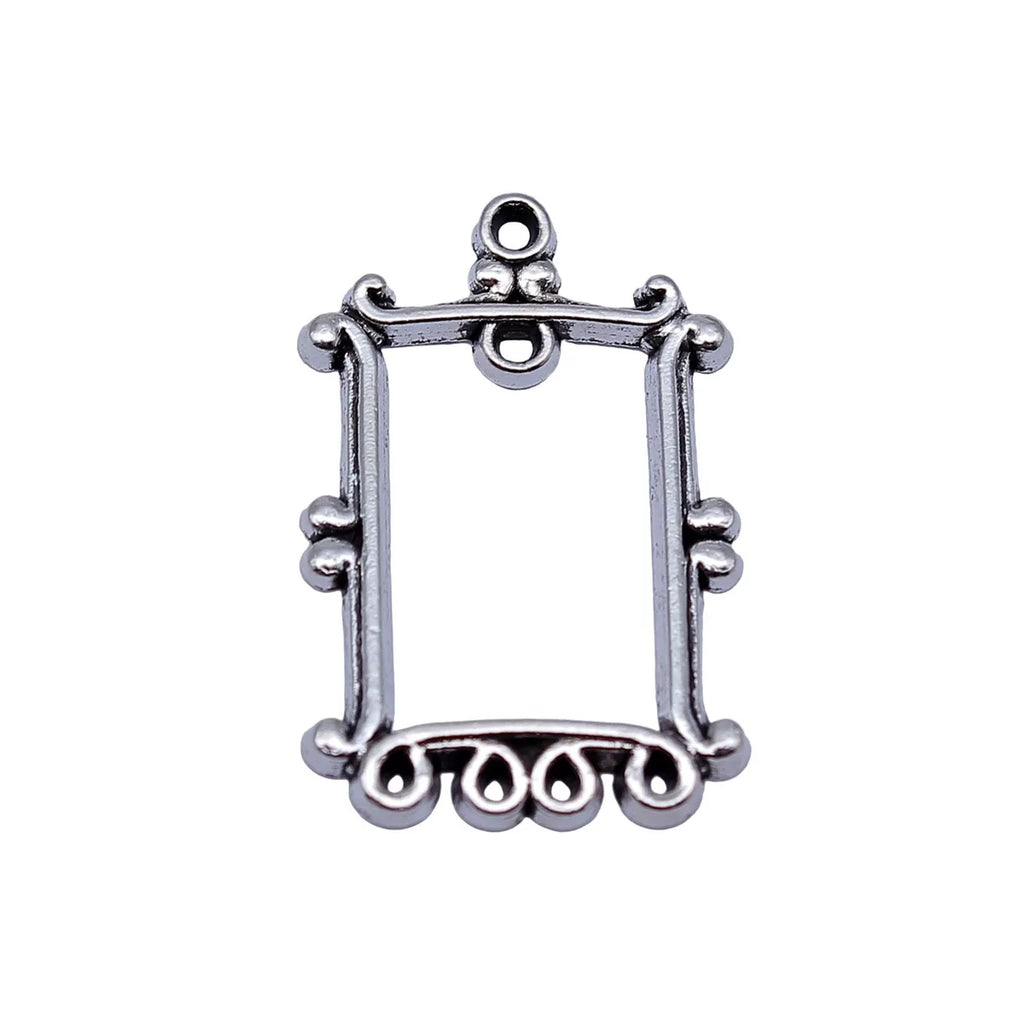 26x17mm 1.15g Antique Silver Zinc Alloy Rectangle Earring Connector Charm for DIY Earring Making