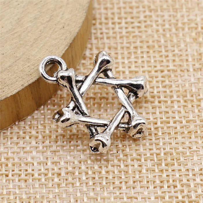 20x26mm 3.2g Antique Silver Zinc Alloy Bone Six Point Star Charm Pendant for DIY Necklace Making