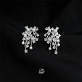 Light Luxury Copper Drop Earrings With Micro Pave Zircon Floral Geometric Silver Plated Pins