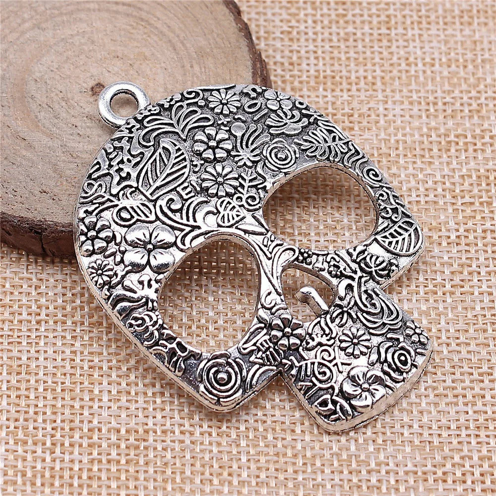 66x49mm 19.2g Multicolor Zinc Alloy Skull Head Charm Pendant for DIY Necklace Bracelet Jewelry Making