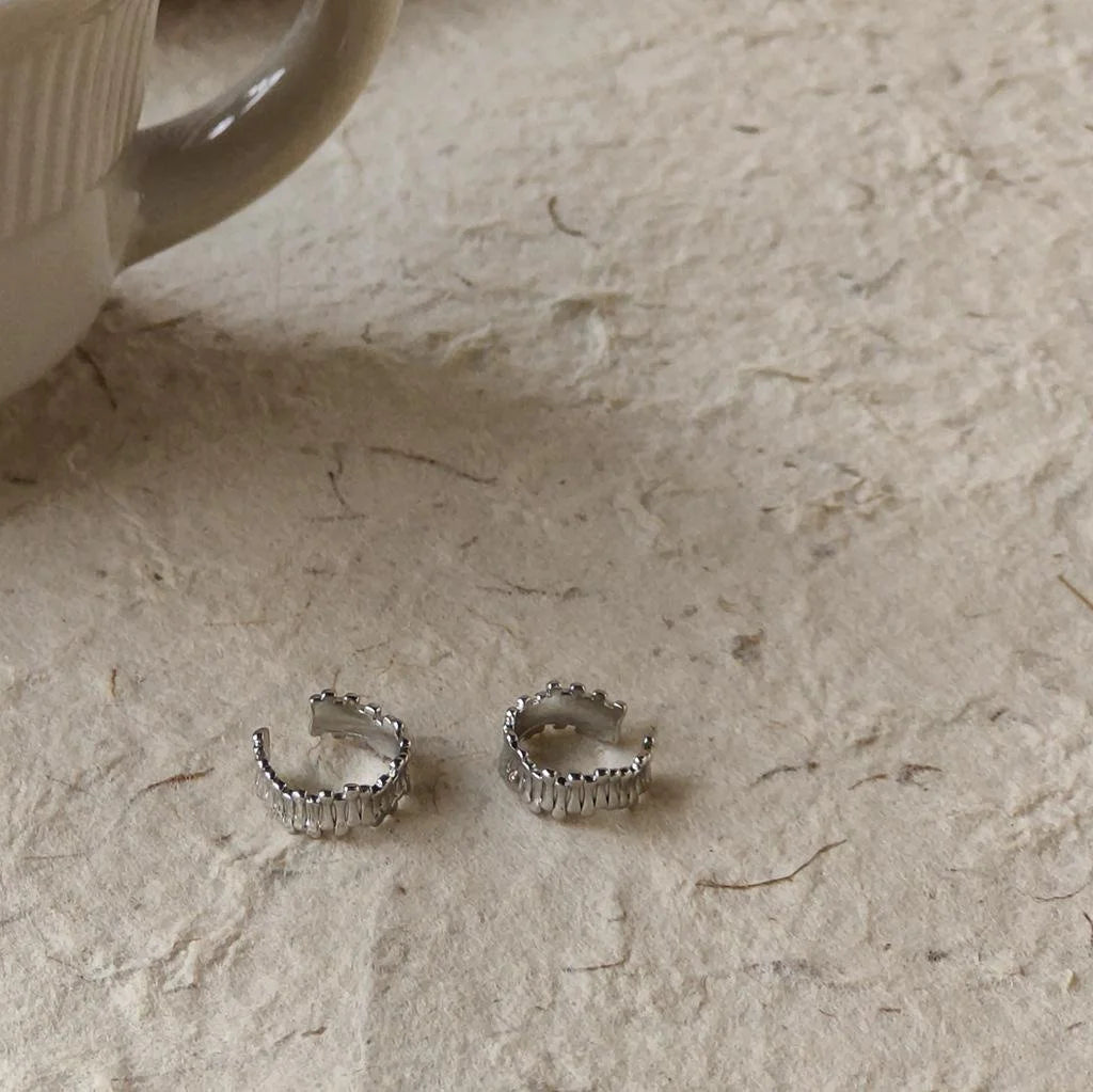 Real Gold Plated Copper C Shape Drop Earrings Silver Tone Minimalist Geometric Ear Cuffs For Unisex