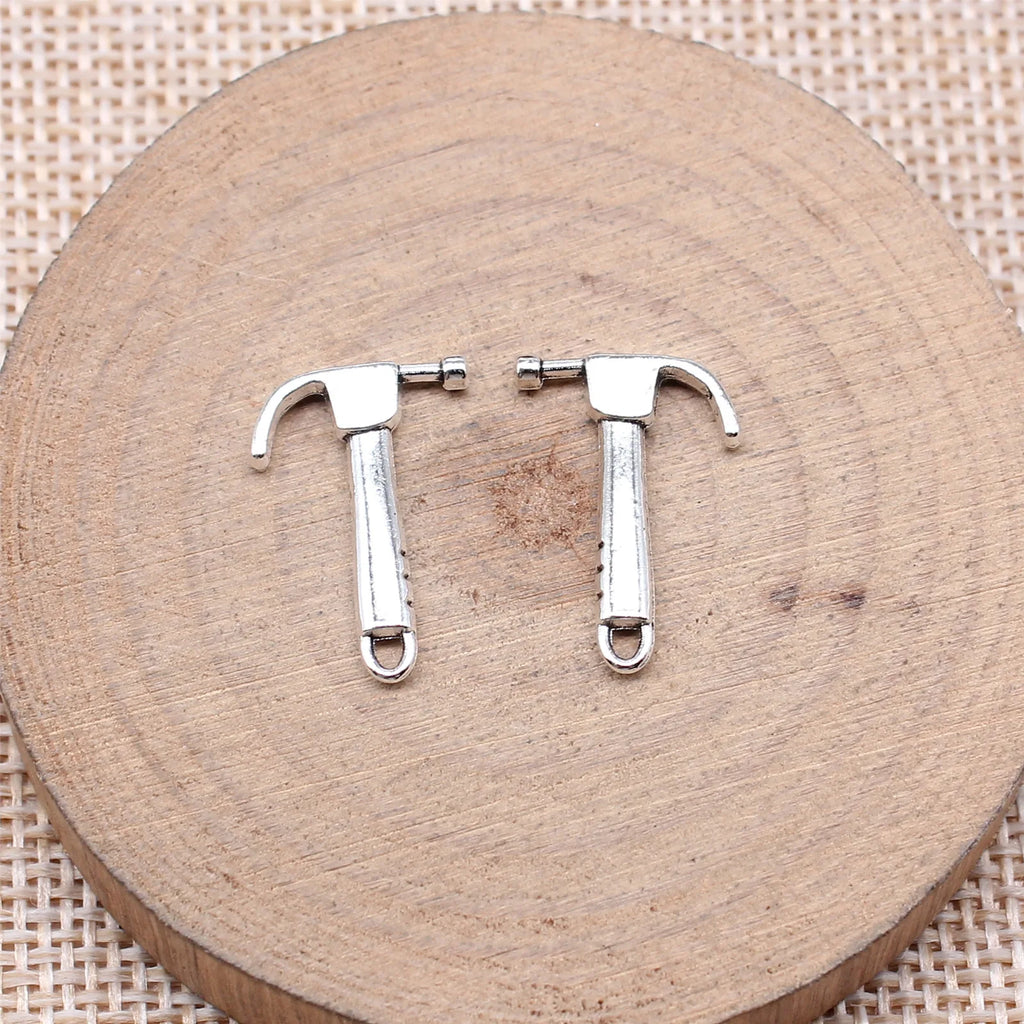 20x13mm 0.84g Antique Silver Zinc Alloy Hammer Charm Pendant for DIY Tool Theme Jewelry Making