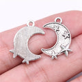 22x16mm 1.2g Antique Silver Zinc Alloy Star Moon Charm Pendant for DIY Necklace Bracelet Making