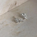 Minimalist Silver Star Stud Earrings Copper Mini Geometric Distressed Cool Style Jewelry