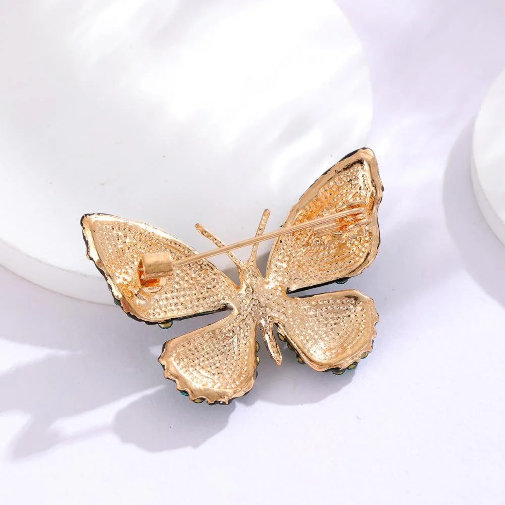 Elegant Black Enamel Butterfly Brooch With Pink Rhinestones And Pearl, Women's Lapel Pin Suit Accessory