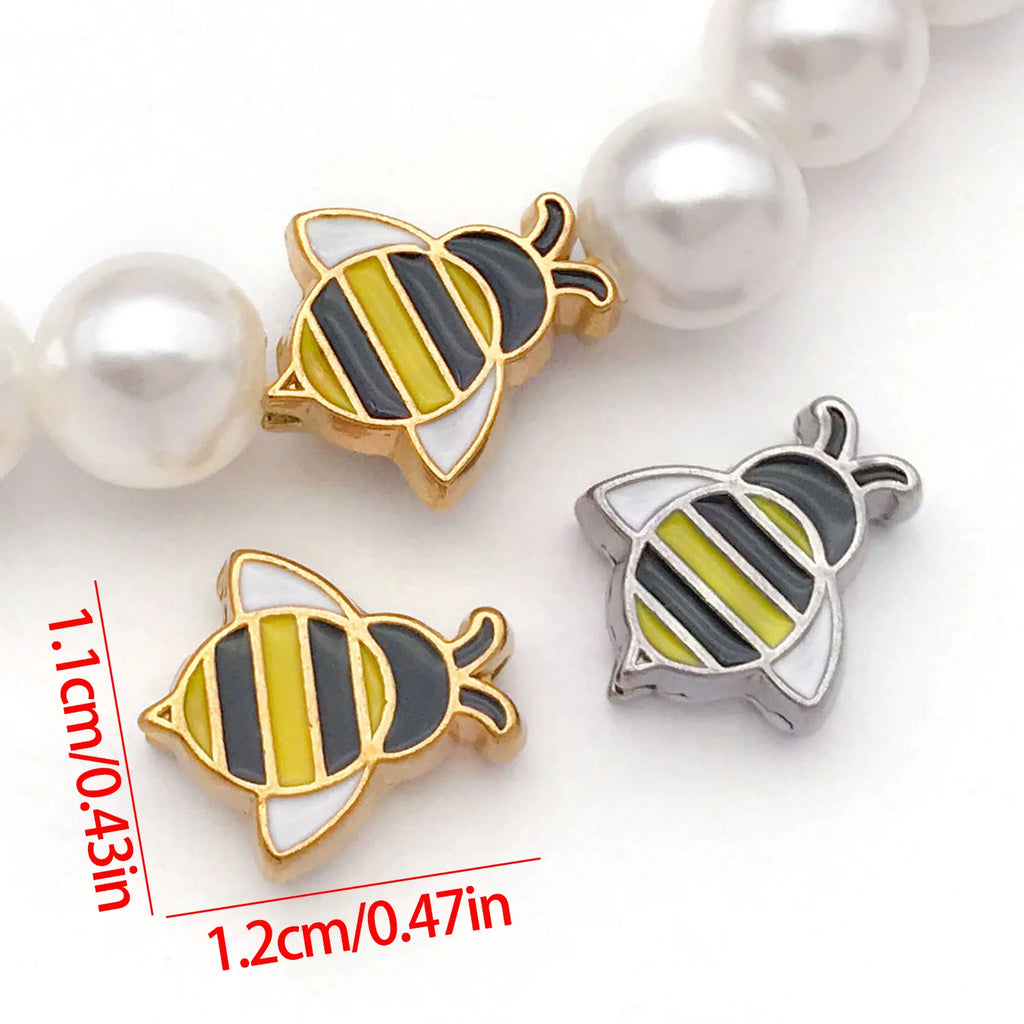 Enamel Stainless Steel Bee Spacer Beads for Bracelet Necklace Keychain DIY