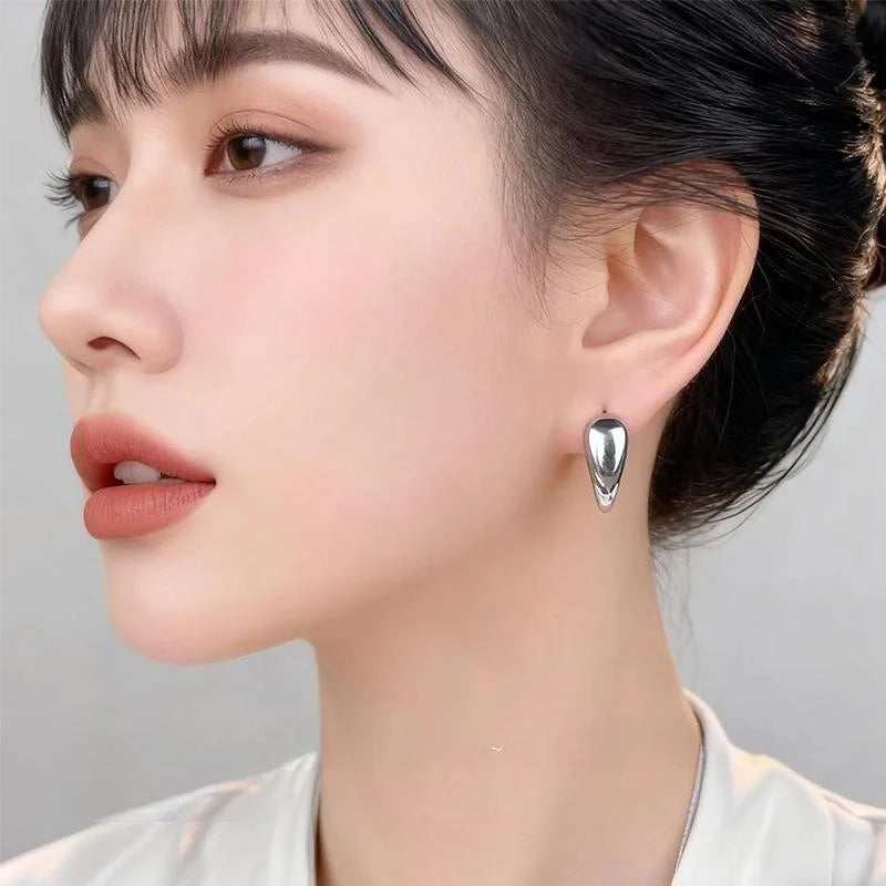 Eco Friendly Copper Smooth Geometric U-Shaped Hoop Earrings Minimalist Commuter Style