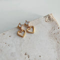 18K Gold Plated Copper Mini Heart Zircon Pave Stud Earrings For Women Minimalist Daily Jewelry