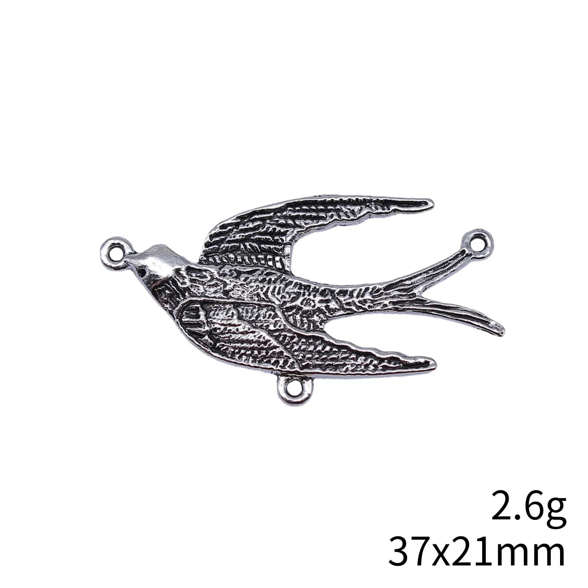 37x21mm 2.6g Antique Silver Zinc Alloy Swallow Connector Charm for Necklace Bracelet Making