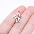 19x17mm 0.63g Antique Silver Zinc Alloy Hollow Hummingbird Bird Charm Pendant for DIY Jewelry Making
