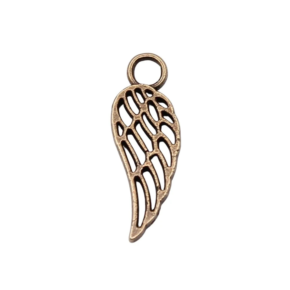18x7mm 0.4g Multicolor Zinc Alloy Hollow Wing Charm Pendant for Angel Theme DIY Jewelry Making