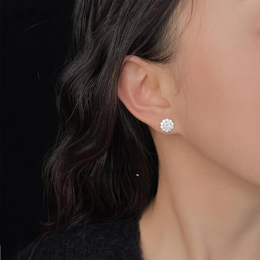Mini Minimalist Micro Pave Zircon Round Geometric Stud Earrings For Women