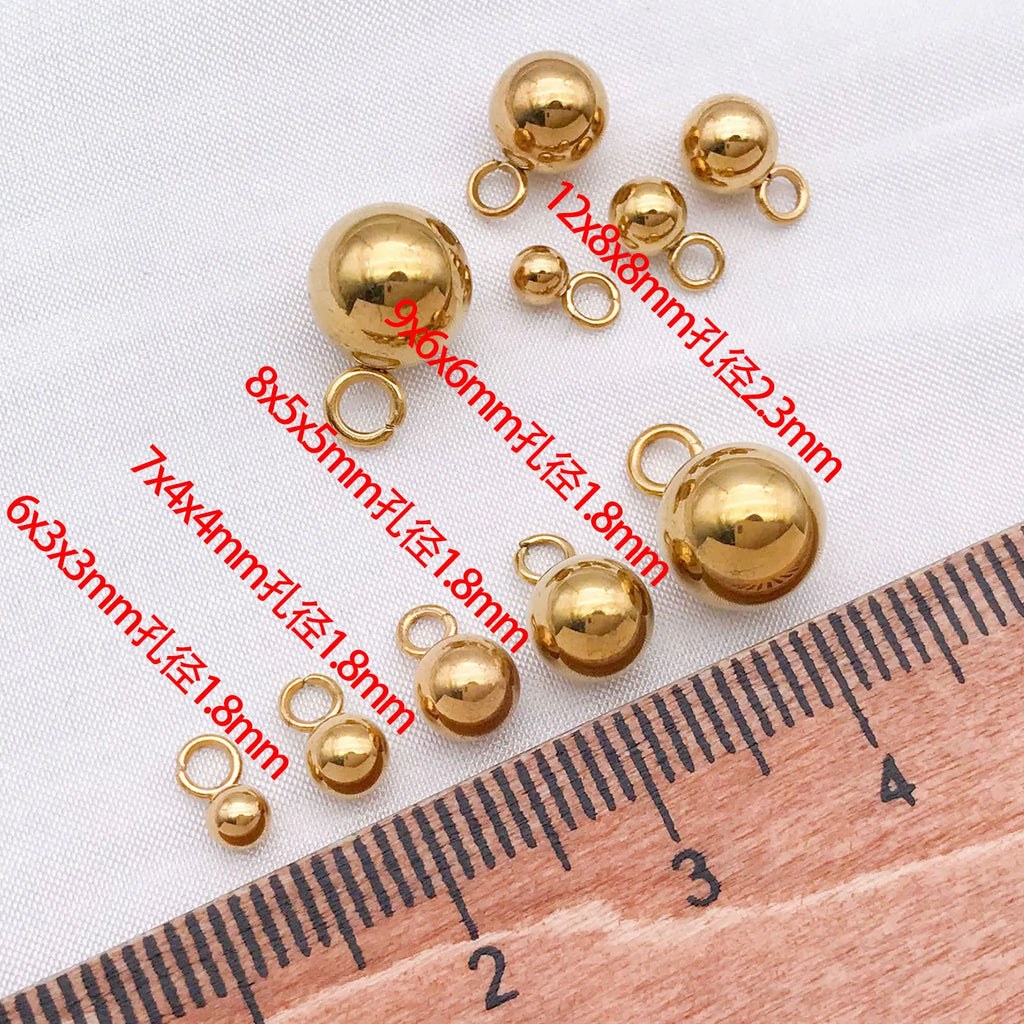 Gold Stainless Steel Round Ball Bead End Bead for DIY Necklace Bracelet