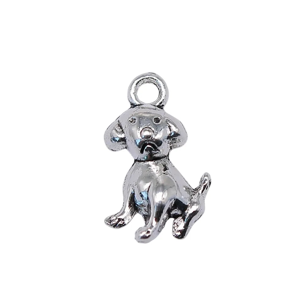16x10mm 0.7g Antique Silver Zinc Alloy Dog Charm Pendant for DIY Necklace Bracelet Jewelry Making
