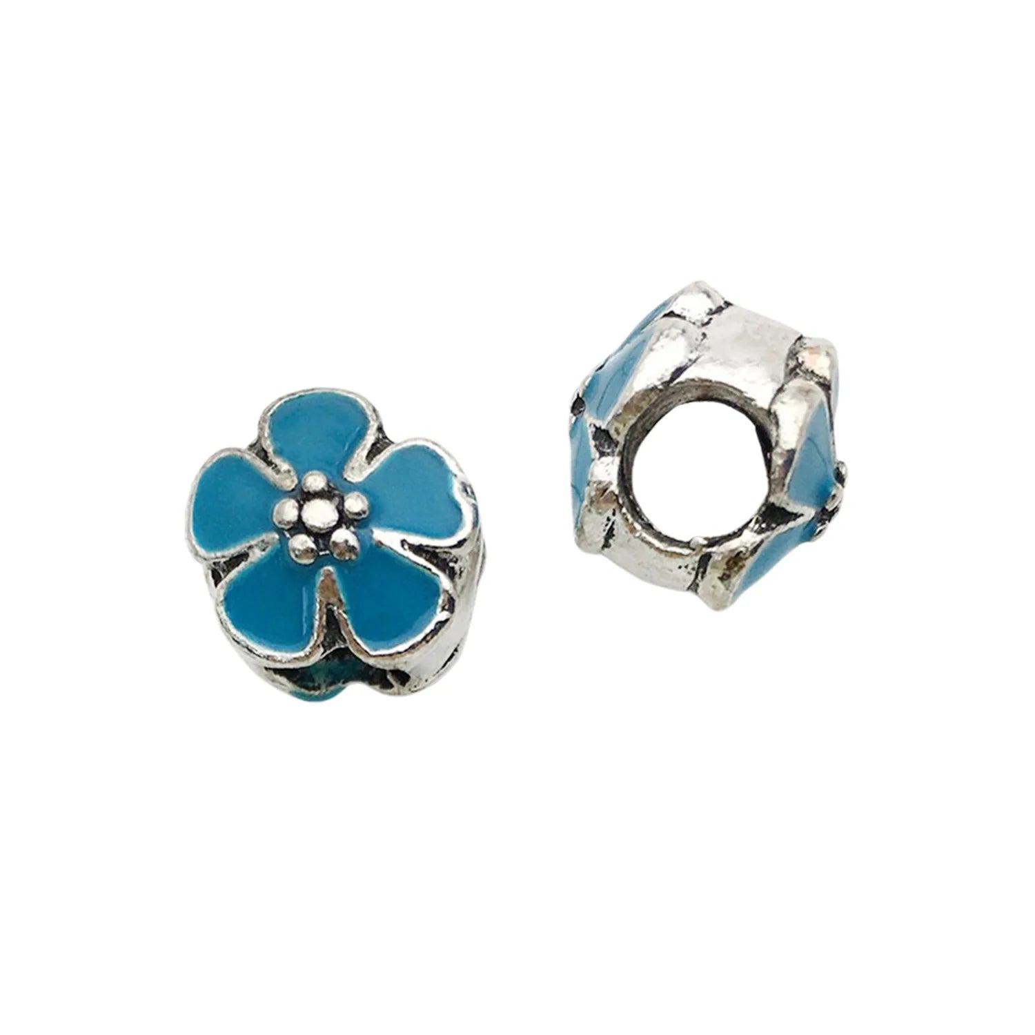 Lake Blue Resin Rhinestone Large Hole Loose Beads for Bracelet Necklace DIY