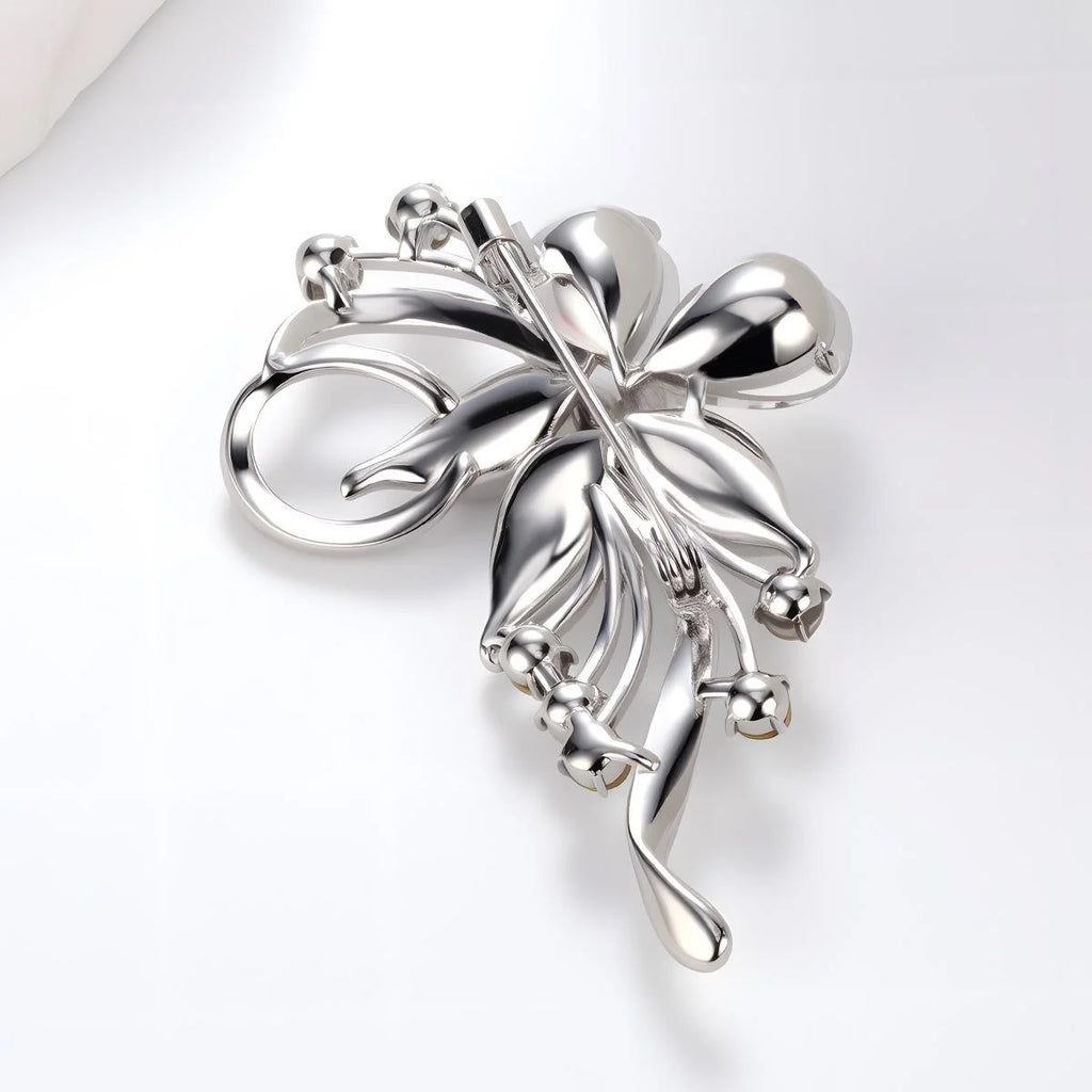 Luxury Red Crystal Flower Rhinestone Brooch Pin For Women, Elegant Alloy Lapel Corsage Suit Dress Gift
