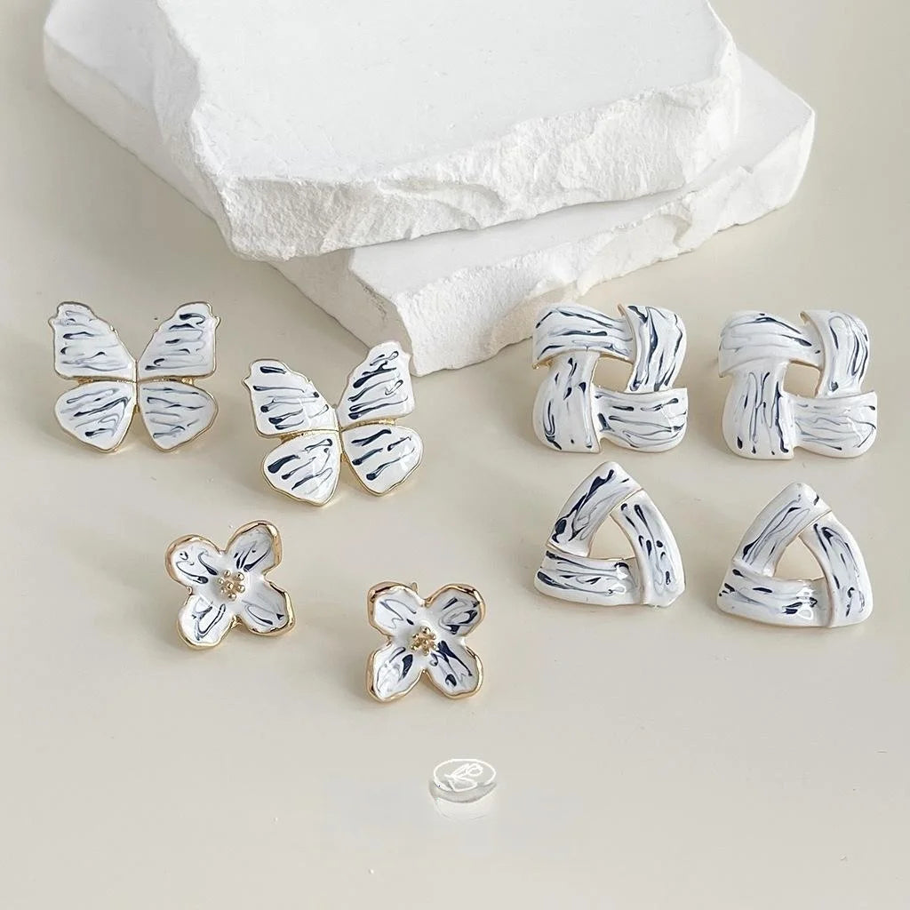 Original Design Alloy Butterfly Stud Earrings New Chinese Floral Geometric Fashion Jewelry