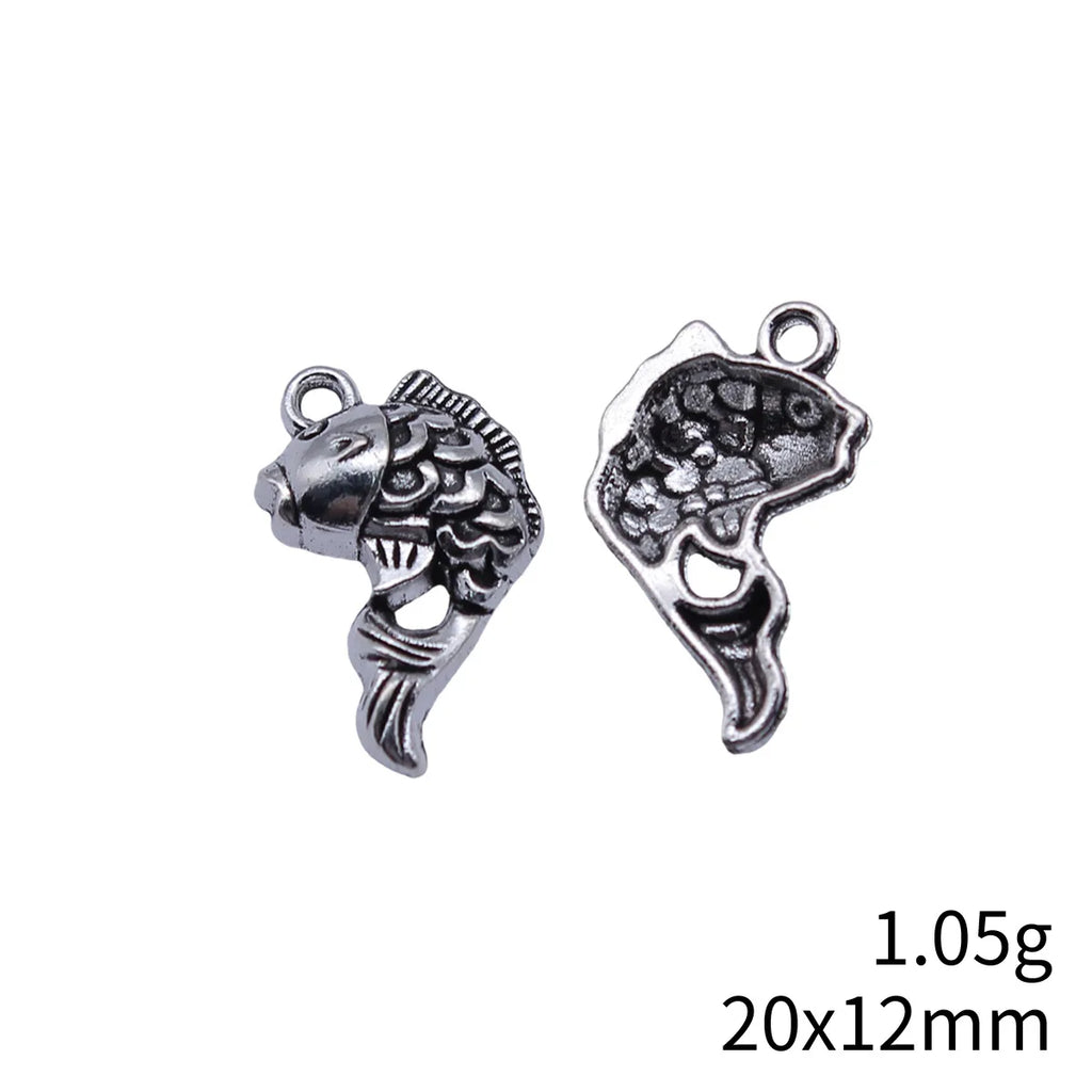 20x12mm 1.05g Antique Silver Zinc Alloy Goldfish Charm Pendant for DIY Necklace Bracelet Making